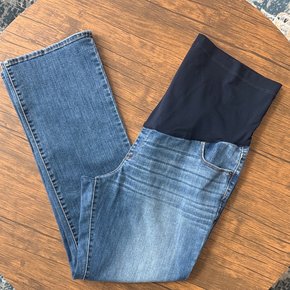 Liz Lange Maternity Bootcut Jeans Size 18 Full Belly Panel Blue